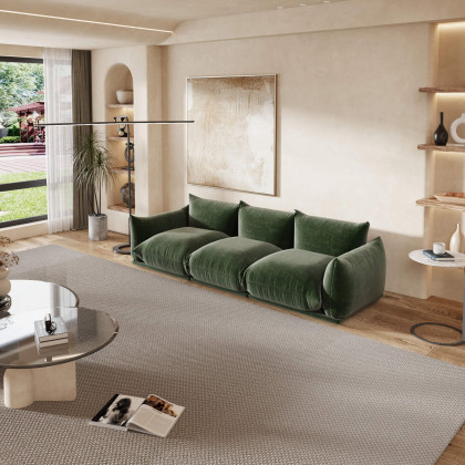 Crenus Sereno 103.93" 3-Seater Sofa Chenille Floor Sectional Couch - Green