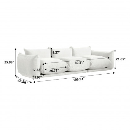 Crenus Sereno 103.93" 3-Seater Sofa Chenille Floor Sectional Couch - Green