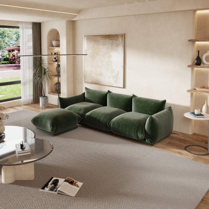 Crenus Sereno 103.93" 3-Seater Sofa Chenille Floor Sectional Couch - Green