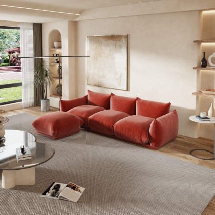 Crenus Sereno 103.93" 3-Seater Sofa Chenille Floor Sectional Couch - Green