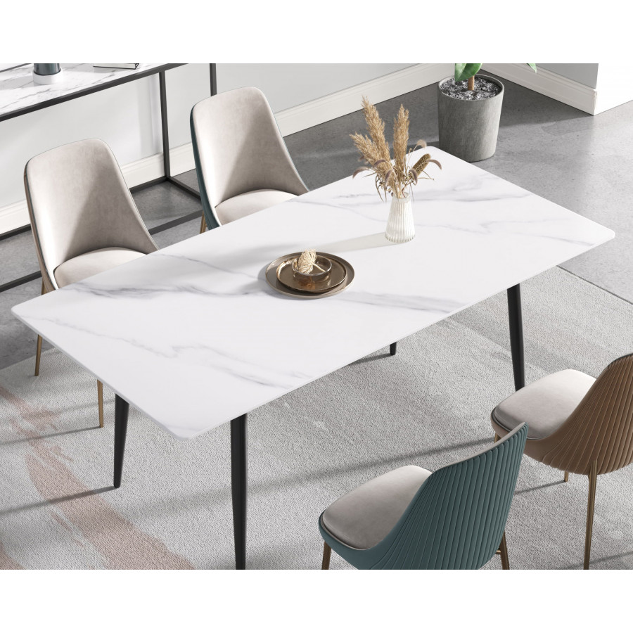 Crenus Sophia Rectangular Dining Table - White/Black, 70.87''