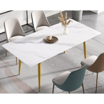 Crenus Sophia Rectangular Dining Table - White/Black, 70.87''