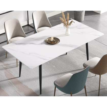 Crenus Sophia Rectangular Dining Table - White/Black, 70.87''