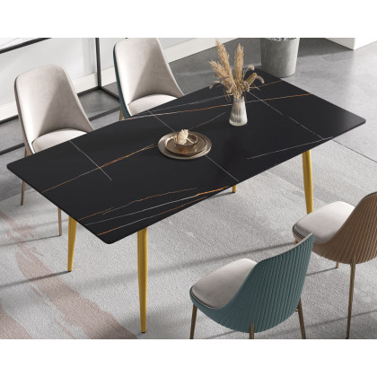 Crenus Sophia Rectangular Dining Table - White/Black, 70.87''