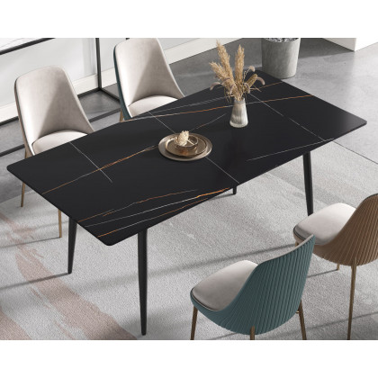 Crenus Sophia Rectangular Dining Table - White/Black, 70.87''