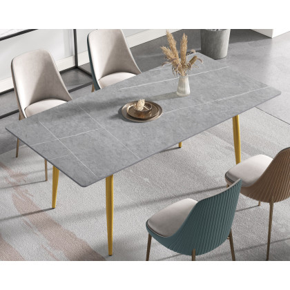 Crenus Sophia Rectangular Dining Table - White/Black, 70.87''
