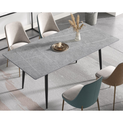 Crenus Sophia Rectangular Dining Table - White/Black, 70.87''