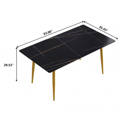 Crenus Sophia Rectangular Dining Table - White/Black, 70.87''
