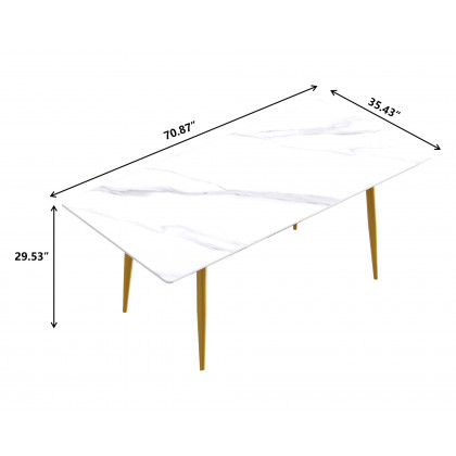 Crenus Sophia Rectangular Dining Table - White/Black, 70.87''