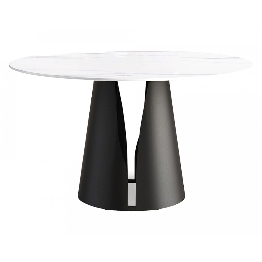 Crenus Cigno Round Dining Table - White/Nero, 53.15”