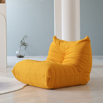 Crenus 34.25" Caterpillar Sofa Chair - Beige, Teddy Velvet