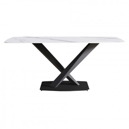 Crenus Lavina Curved Rectangular Dining Table - White/Morandi Purple, 63”