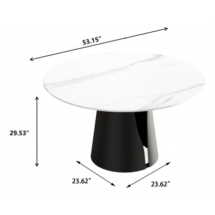 Crenus Cigno Round Dining Table with White Lazy Susan - White/Nero, 53.15”