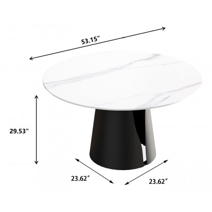 Crenus Cigno Round Dining Table with Black Lazy Susan - White/Nero, 53.15”
