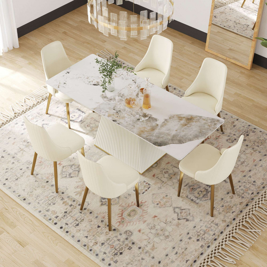 Crenus Luna Rectangular Dining Table - Pandora/Gold