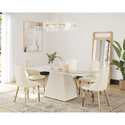Crenus Luna Rectangular Dining Table - Pandora/Gold