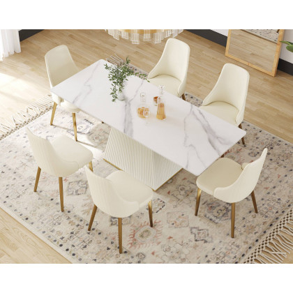 Crenus Luna Rectangular Dining Table - Pandora/Gold