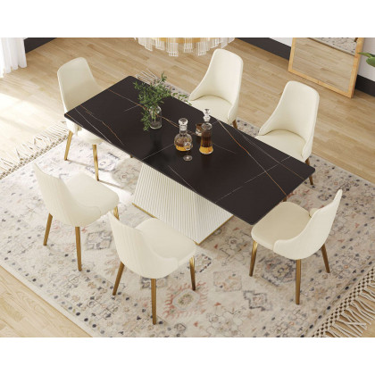 Crenus Luna Rectangular Dining Table - Pandora/Gold