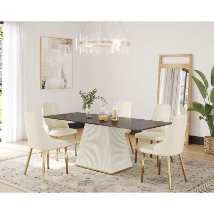 Crenus Luna Rectangular Dining Table - Pandora/Gold