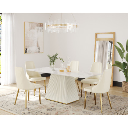 Crenus Luna Rectangular Dining Table - Pandora/Gold