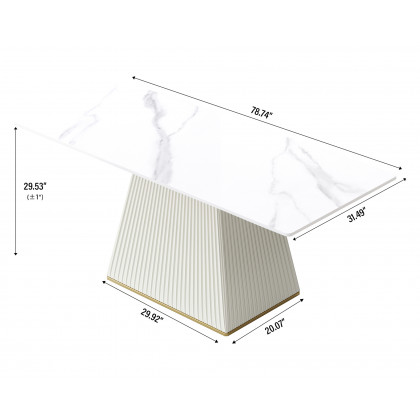 Crenus Luna Rectangular Dining Table - Pandora/Gold