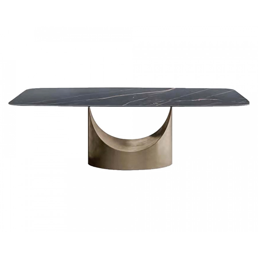 Crenus Hobart Rectangular Dining Table - Black/Gold, 70.87''