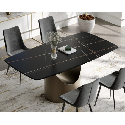 Crenus Hobart Rectangular Dining Table - Black/Gold, 70.87''