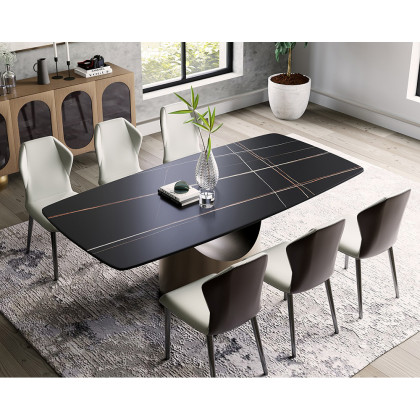 Crenus Hobart Rectangular Dining Table - Black/Gold, 70.87''