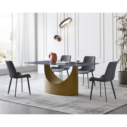 Crenus Hobart Rectangular Dining Table - Black/Gold, 70.87''
