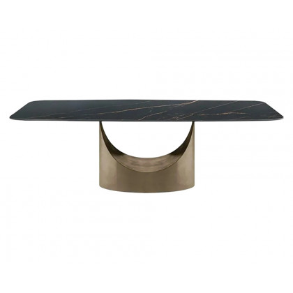 Crenus Hobart Rectangular Dining Table - Black/Gold, 70.87''