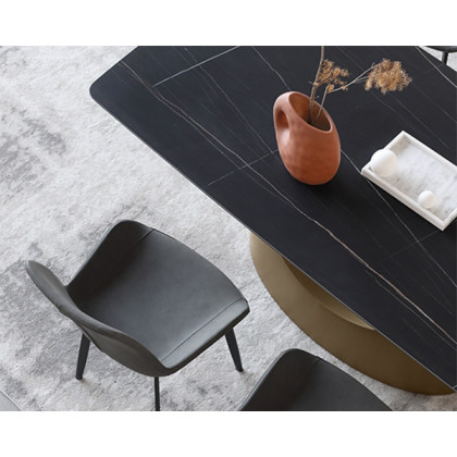Crenus Hobart Rectangular Dining Table - Black/Gold, 70.87''