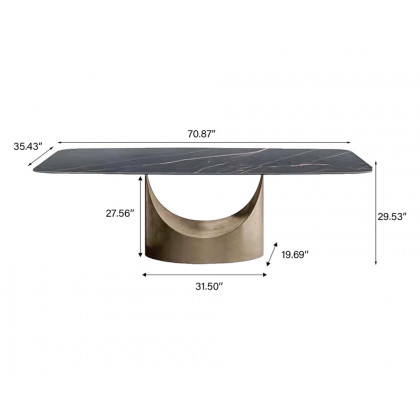 Crenus Hobart Rectangular Dining Table - Black/Gold, 70.87''
