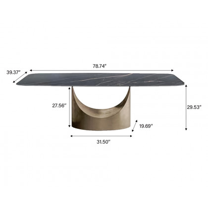 Crenus Hobart Rectangular Dining Table - Black/Gold, 70.87''