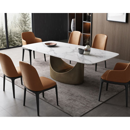 Crenus Hobart Rectangular Dining Table - Black/Gold, 70.87''