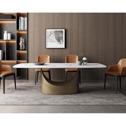 Crenus Hobart Rectangular Dining Table - Black/Gold, 70.87''