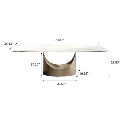 Crenus Hobart Rectangular Dining Table - Black/Gold, 70.87''