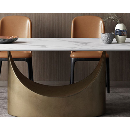 Crenus Hobart Rectangular Dining Table - Black/Gold, 70.87''