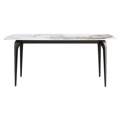 Crenus Sicilia Curved Rectangular Dining Table - White/Black, 63"