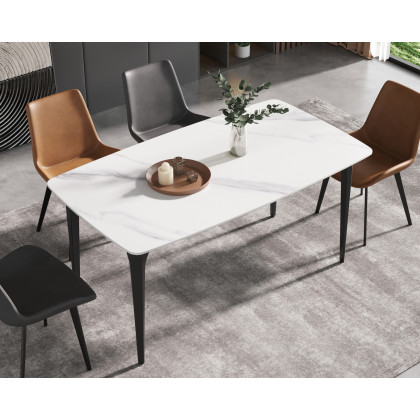 Crenus Sicilia Curved Rectangular Dining Table - White/Black, 63"