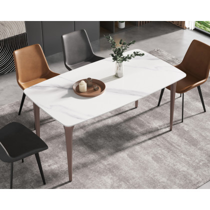 Crenus Sicilia Curved Rectangular Dining Table - White/Black, 63"