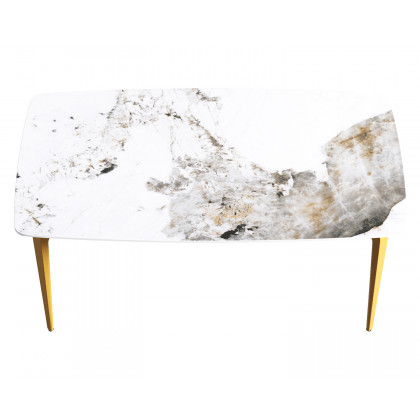 Crenus Sicilia Curved Rectangular Dining Table - White/Black, 63"