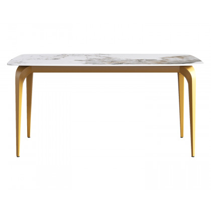 Crenus Sicilia Curved Rectangular Dining Table - White/Black, 63"