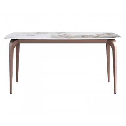 Crenus Sicilia Curved Rectangular Dining Table - White/Black, 63"
