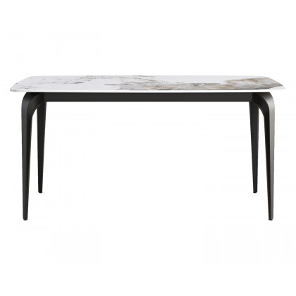 Crenus Sicilia Curved Rectangular Dining Table - White/Black, 63"