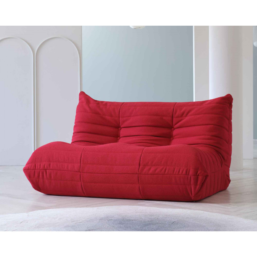Crenus Caterpillar 53.15″ Floor Loveseat Sofa Teddy Velvet - Red