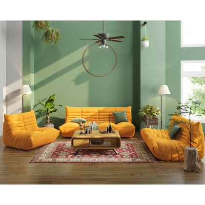 Crenus Caterpillar 53.15″ Floor Loveseat Sofa Teddy Velvet - Red