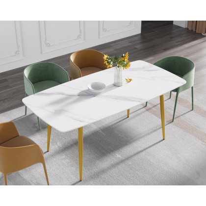 Crenus Cavaliere Curved Rectangular Dining Table - Black/Gold, 63"