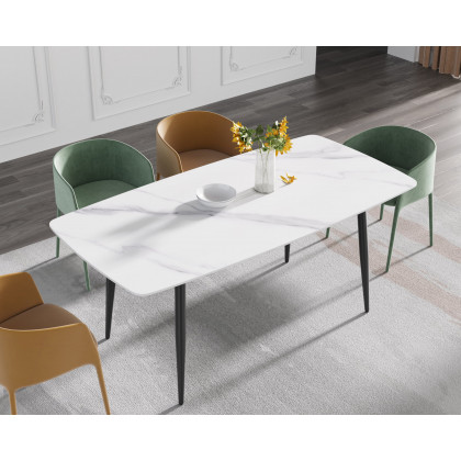 Crenus Cavaliere Curved Rectangular Dining Table - Black/Gold, 63"
