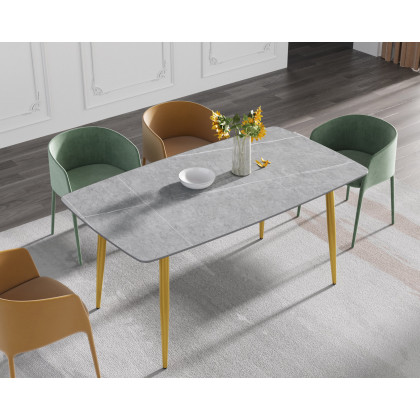 Crenus Cavaliere Curved Rectangular Dining Table - Black/Gold, 63"