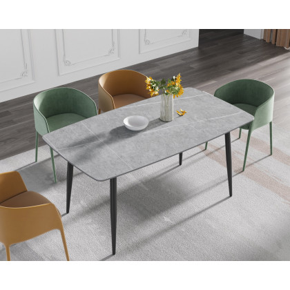 Crenus Cavaliere Curved Rectangular Dining Table - Black/Gold, 63"